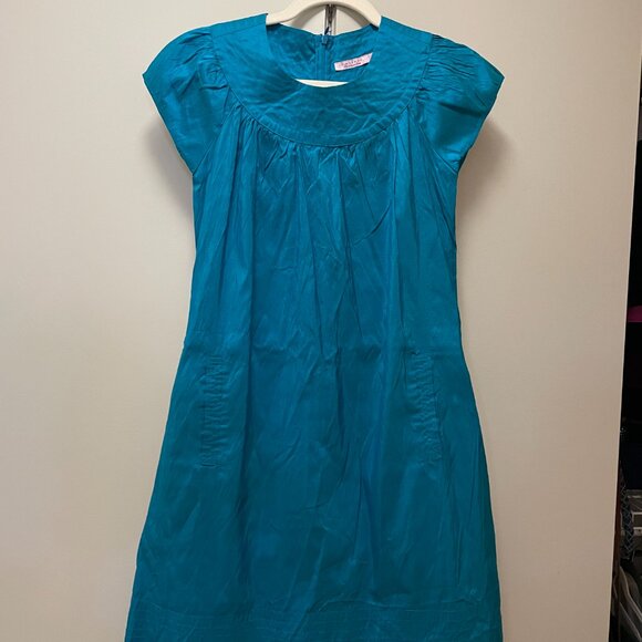 Calypso Christiane Celle Womens Zip Up Short Sleeve Silk Shift Dress Blue S - Picture 4 of 7